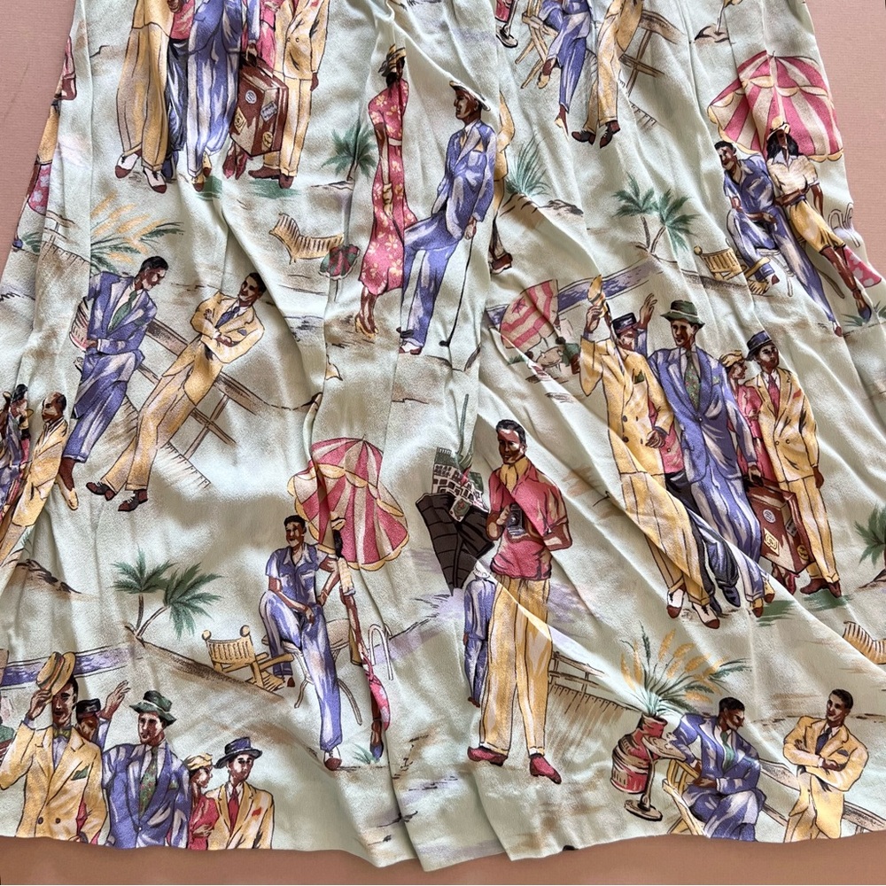 Vintage 90s J.G. Hook Rayon Resort Novelty Print Skirt 14 - Picture 11 of 15
